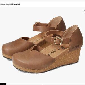 Papillio x Birkenstock Mary Ring Buckle Wedge Cognac Brown Sandals Size 39